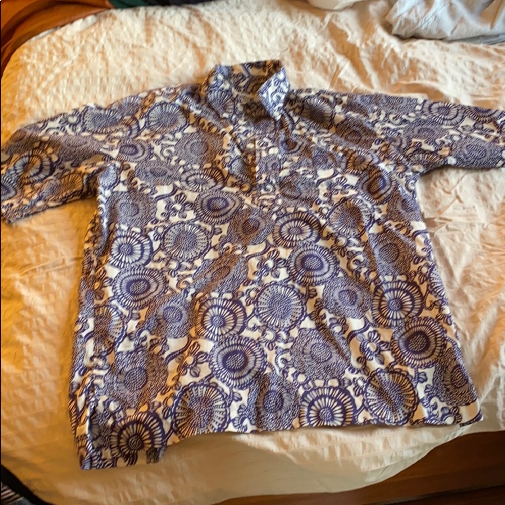 Vintage blue and white Hawaiian